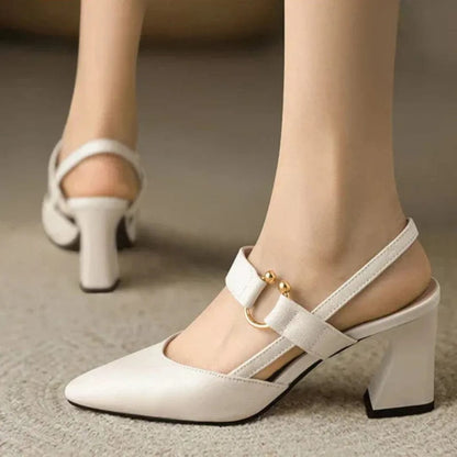 Slingback pumps met blokhak
