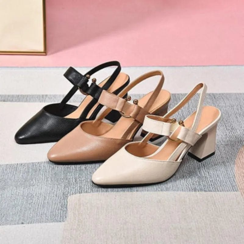 Slingback pumps met blokhak