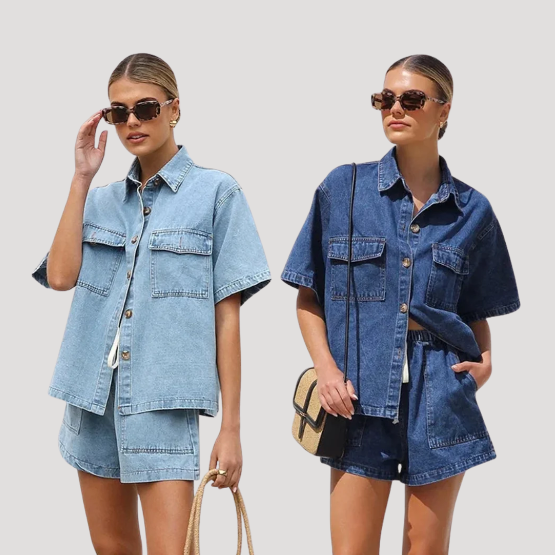 Korte set in denimlook voor de zomer