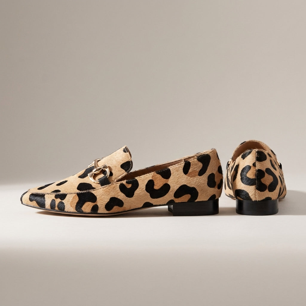 Loafers met luipaardprint en metalen detail