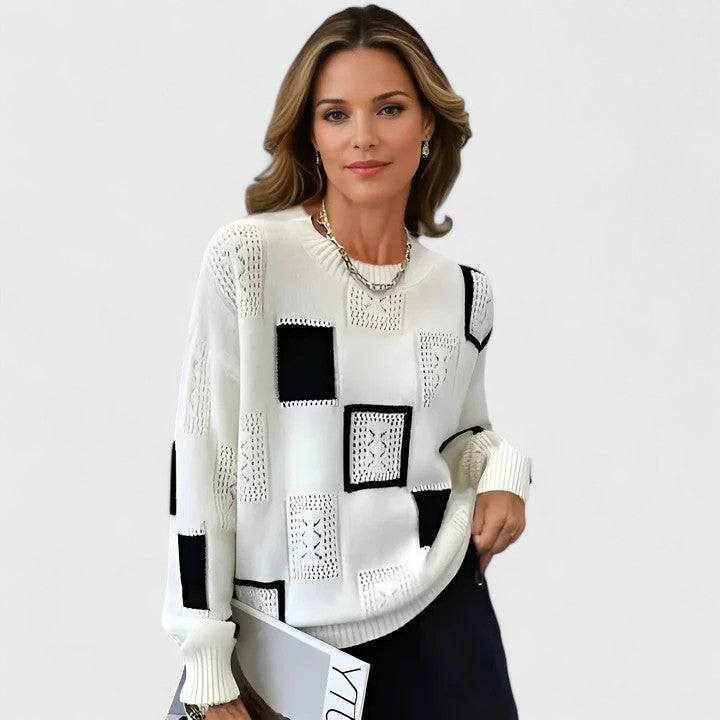 Trui met geometrische patchwork