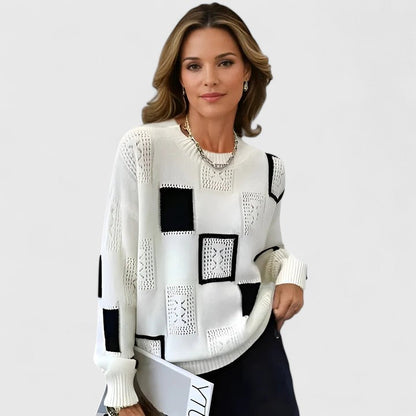 Trui met geometrische patchwork