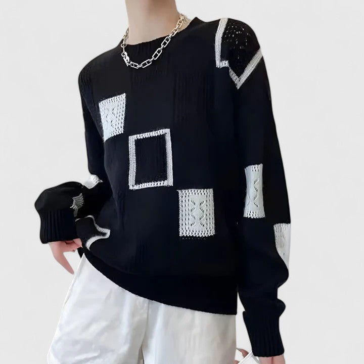 Trui met geometrische patchwork