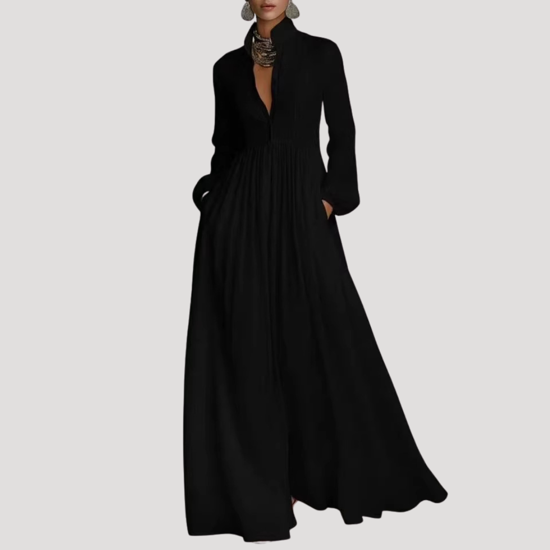 Elegante maxi-jurk met lange mouwen