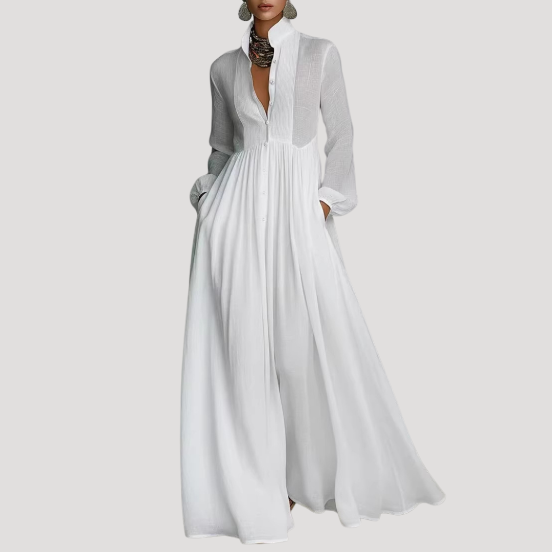 Elegante maxi-jurk met lange mouwen