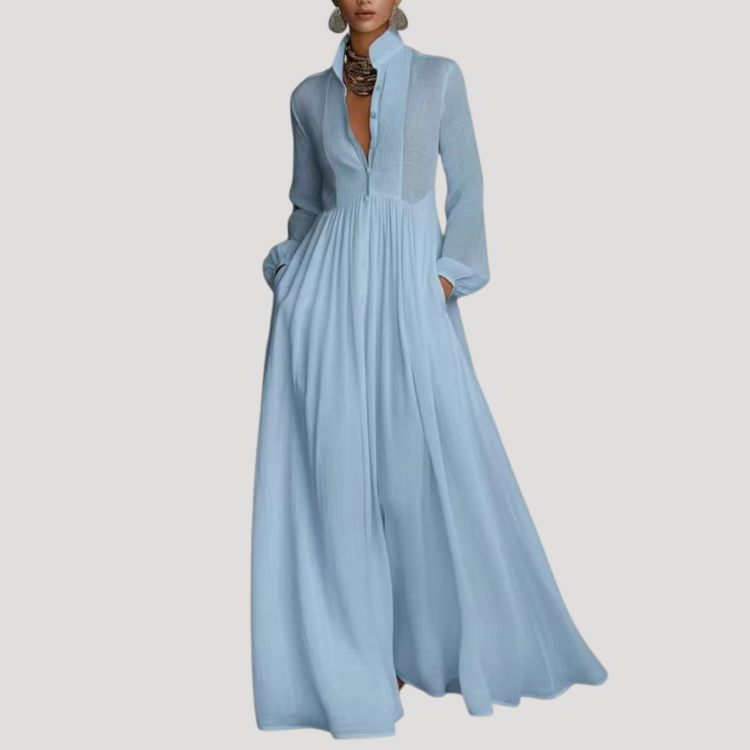 Elegante maxi-jurk met lange mouwen